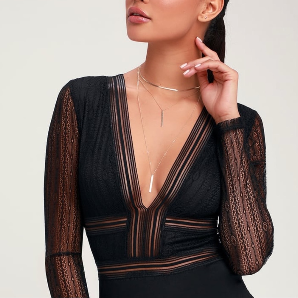 Sheer Lace Long Sleeve Bodysuit 😍